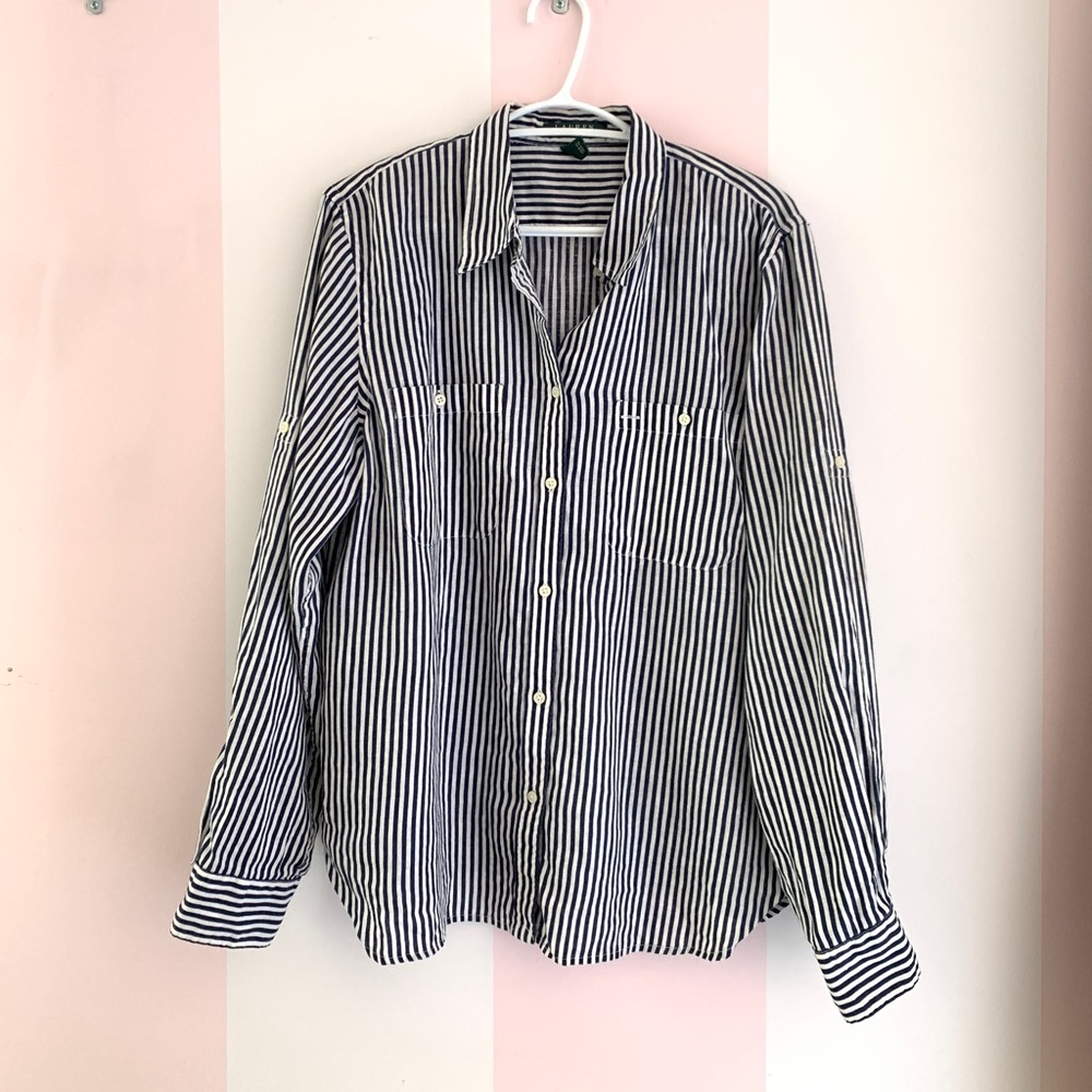 Ralph Lauren navy stripe shirt XL